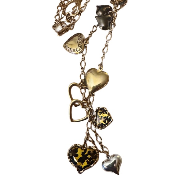 VTG - 90s Betsey Johnson - Hearts and Lockets Gold Tone Necklace - Picture 3 of 13
